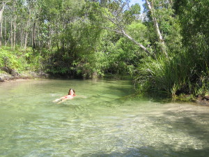 Regina swimming in Bridge Creek