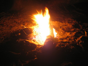 Making first camp fire bread - Stewart River