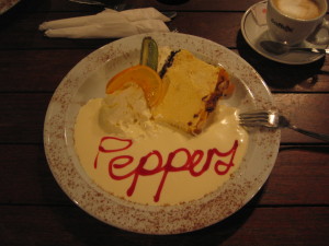Huge dessert served at Peppers restaurant