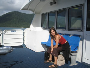Regina on the boat to South Molle Island
