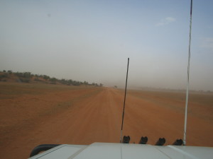 Outback driving without dust storm
