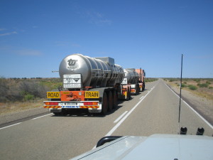 Overtaking a road train on the open road