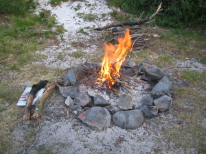 Camp fire at Bay of Fires