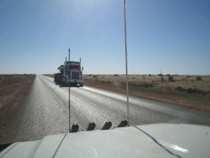Passing roadtrains on the Nullarbor